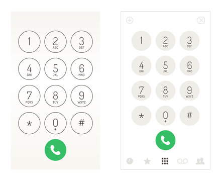 Smartphone dial keypad design. Mobile phone numbers panel, cellphones digital dialing communication screen, vector illustration