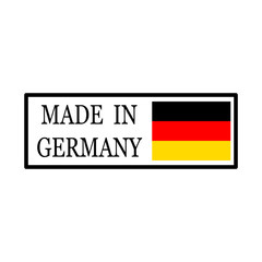 Made in Germany label in frame with flag colors.