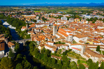 Fototapeta na wymiar Panoramic aerial view of the city of Como. Italy