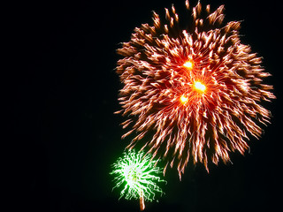 Festivity, Party, Celebration Red and Green Fireworks.