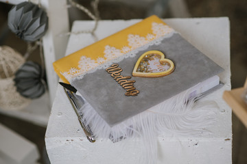 Beautiful wedding book on a table
