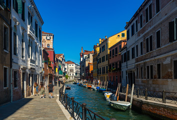 Fototapeta na wymiar Venice with colorful buildings and canals, popular destination of Italy