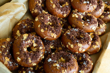 Glazed chocolate donuts