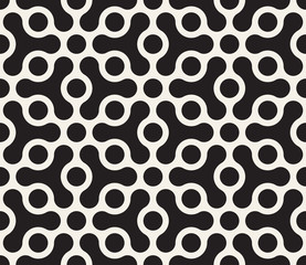Vector naadloos geometrisch patroon. Contrast abstracte achtergrond. Veelhoekig raster met afgeronde vormen en cirkels.