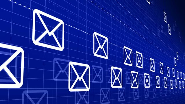 Envelope, E-Mail, flying mails abstract background. Seamless loopable background.