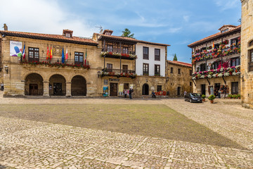 Santillana del Mar, Spain. Picturesque views of the Plaza Mayor