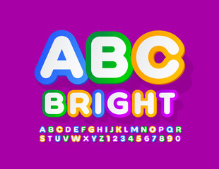 Vector Colorful Children Alphabet Letters and Symbols. Cute bright Font for Kids.