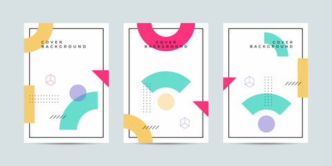 Covers with trendy minimal design. Cool geometric backgrounds for your design. Applicable for Banners, Placards, Posters, Flyers etc. Eps10 vector template.	