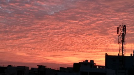 Scattered clouds during sunset