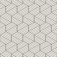 Vector seamless stylish pattern. Geometric striped hexagon stripes ornament. Simple lattice lines background.