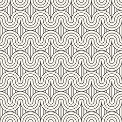 Vector seamless pattern. Modern stylish texture. Repeating abstract background. Monochrome geometric rounded lines.