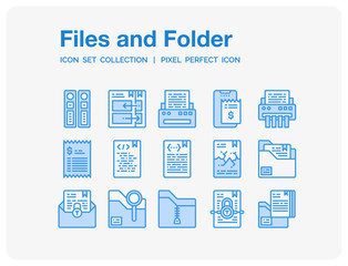 Files and folder Icons Set. UI Pixel Perfect Well-crafted Vector Thin Line Icons. The illustrations are a vector.