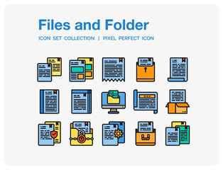 Files and folder Icons Set. UI Pixel Perfect Well-crafted Vector Thin Line Icons. The illustrations are a vector.