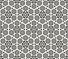 Vector seamless pattern. Modern stylish abstract texture. Repeating geometric circle and star tiles from striped decorative elements.