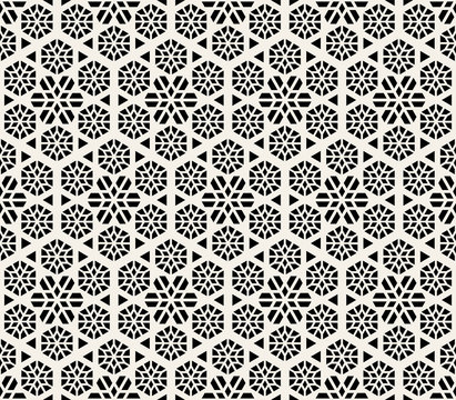 Vector seamless pattern. Modern stylish abstract texture. Repeating geometric circle and star tiles from striped decorative elements.