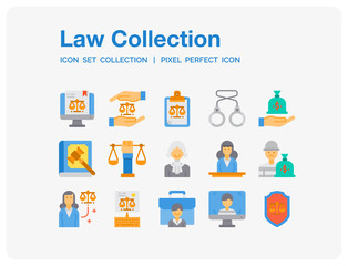Fototapeta na wymiar Law Icons Set. UI Pixel Perfect Well-crafted Vector Thin Line Icons. The illustrations are a vector.