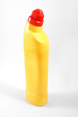 Yellow plastic bleach bottle 