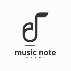 music note paper logo design