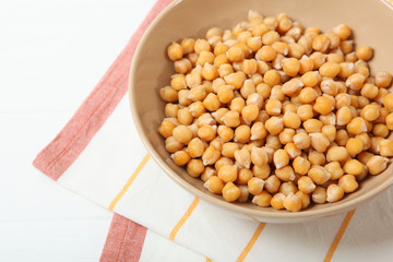 tasty boiled chickpeas on the table.