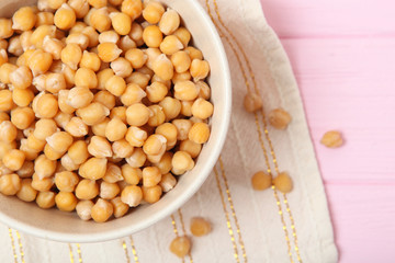 tasty boiled chickpeas on the table.