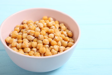 tasty boiled chickpeas on the table.