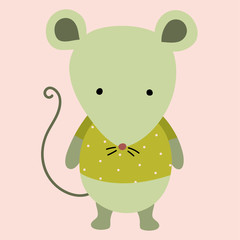 Cute little mouse. Hand drawn  vector  print for nursery,  apparel, poster, postcard and child's room, t-short and ect.