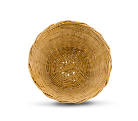 Fototapeta premium Vintage weave wicker basket isolated on white background