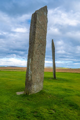 The Standing Stones of Stenness, a Neolithic monument on the mainland of Orkney, Scotland.