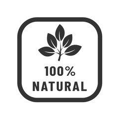 100% natural vector icon. Organic, bio, eco symbol. Natural product stock vector illustration with leaves for printing on food packaging
