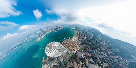 Panoramic aerial view of Hong Kong City