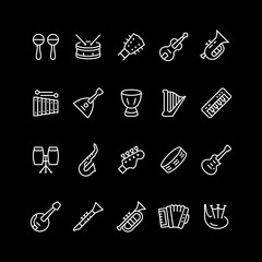 Set line icons of music instruments