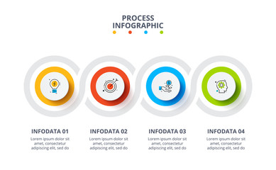 Business data visualization. Process chart. Abstract elements of graph, diagram with 4 steps, options, parts or processes. Vector business template for presentation. Creative concept for infographic.