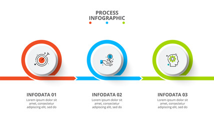 Business data visualization. Process chart. Abstract elements of graph, diagram with 3 steps, options, parts or processes. Vector business template for presentation. Creative concept for infographic.