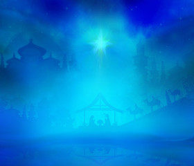 Biblical scene - birth of Jesus in Bethlehem.