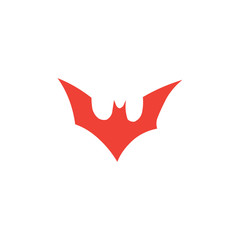 Bat Red Icon On White Background. Red Flat Style Vector Illustration.