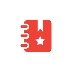 Bookmark Red Icon On White Background. Red Flat Style Vector Illustration.
