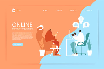 Online medicine consultation flat people illustration