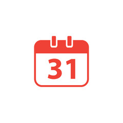 Calendar Red Icon On White Background. Red Flat Style Vector Illustration.