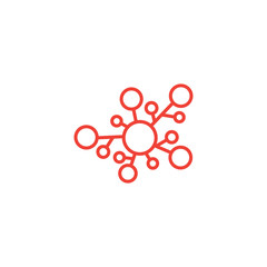 Chemical Bond Line Red Icon On White Background. Red Flat Style Vector Illustration.