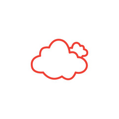 Cloud Line Red Icon On White Background. Red Flat Style Vector Illustration.