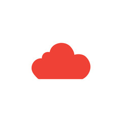 Cloud Red Icon On White Background. Red Flat Style Vector Illustration.