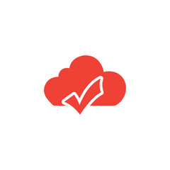 Cloud Red Icon On White Background. Red Flat Style Vector Illustration.