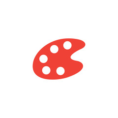 Painting Color Palette Red Icon On White Background. Red Flat Style Vector Illustration.