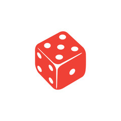 Casino Dice Red Icon On White Background. Red Flat Style Vector Illustration.