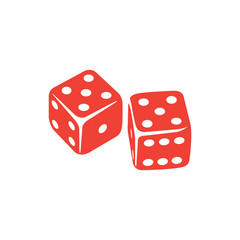 Casino Dice Red Icon On White Background. Red Flat Style Vector Illustration.