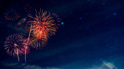 Fireworks with blur milky way background