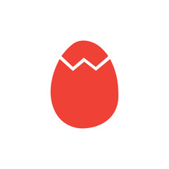 Egg Red Icon On White Background. Red Flat Style Vector Illustration