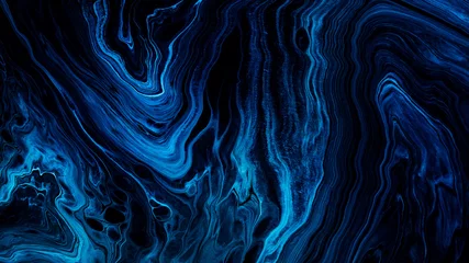 Photo sur Plexiglas Marbre Bleu Acrylique Verser Couleur Surfaces abstraites en marbre liquide Design.