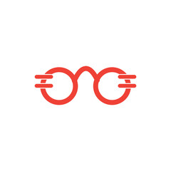 Glasses Red Icon On White Background. Red Flat Style Vector Illustration.