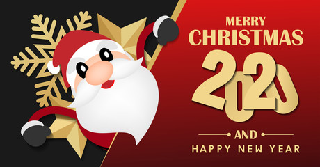 merry christmas and happy new year 2020 vector design